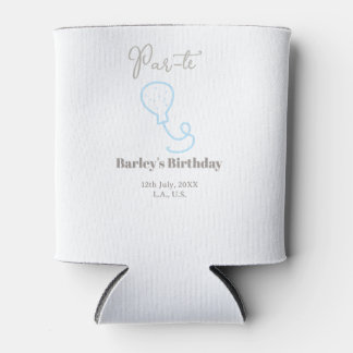 Porta-lata par tee aniversário balão azul cinza rabisco nome