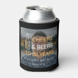 Porta-lata Parabéns & Cervejas para 30 Anos Neon Aniversário