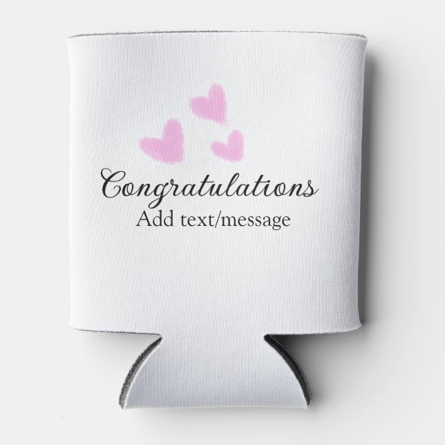 Porta-lata Parabéns coração rosa formatura aquarela a (Frente)