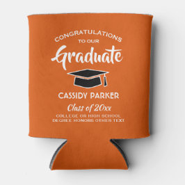 Porta-lata Parabéns Festa de formatura Laranja Branco e Preto
