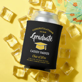 Porta-lata Parabéns Festa de formatura preto Dourado moderno 