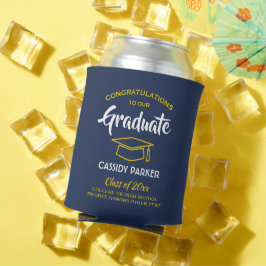 Porta-lata Parabéns Marinho Festa de formatura Azul Dourado A