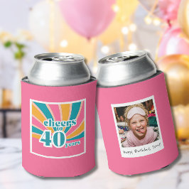 Porta-lata Parabéns pelos 40 anos rosa