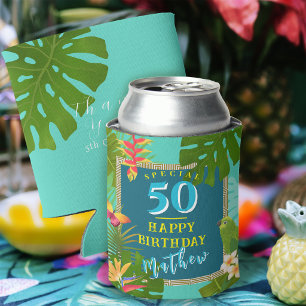 Porta-lata Paraíso Tropical Aniversário Anual Verde Azul