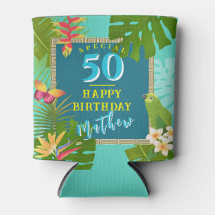 Porta-lata Paraíso Tropical Aniversário Anual Verde Azul