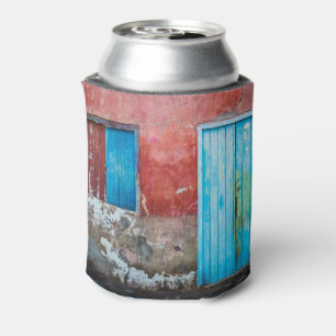 Porta-lata Paredes, portas e janelas, vermelhas, azuis e cinz