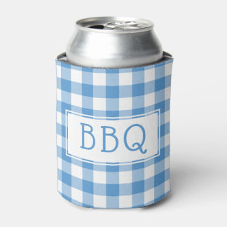 Porta-lata Partido Clássico Azul Branco Gingham - Padrão de C