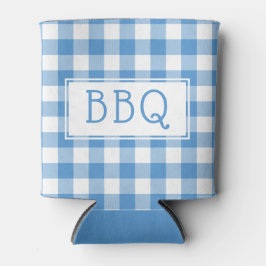 Porta-lata Partido Clássico Azul Branco Gingham - Padrão de C