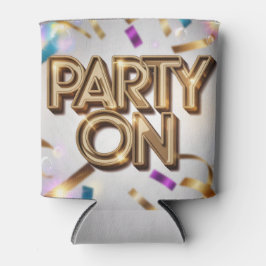 Porta-lata Party On Gold Text Streamers