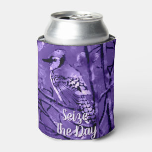 Porta-lata Pássaro Azul Gaio Arte Abstrato Roxo Personalizado