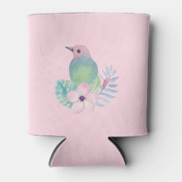 Porta-lata Pássaro e Flor em Aquarela