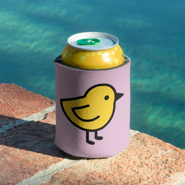 Porta-lata Pássaro Frango Amarelo Em Um Rosa (Piscina in situ)