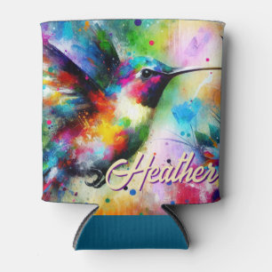 Porta-lata Pássaro Hummingbird Colorido Whimsical Personaliza
