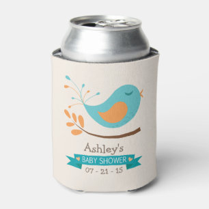 Porta-lata Pássaro Teal & Laranja no Chá de fraldas do Rama
