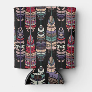 Porta-lata Pássaros Penas Arte Tribal Sem Costura