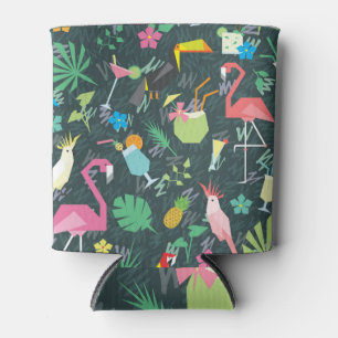 Porta-lata Pássaros Tropicais Bebem: Vibrante Sem Costura.