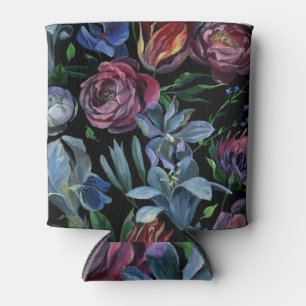 Porta-lata Pastel De Óleo Floral: Padrão Sem Costura