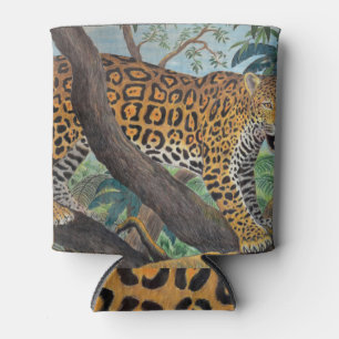 Porta-lata Pastel Jaguar: desenho da selva.