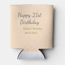 Porta-lata Pastel orange gray happy 21st birthday name date
