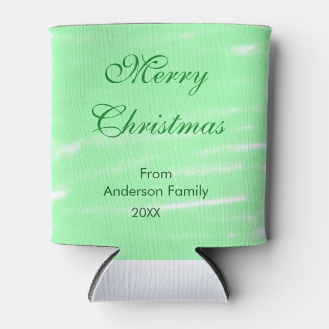 Porta-lata Pastel verde aquarela feliz natal moderno (Frente)