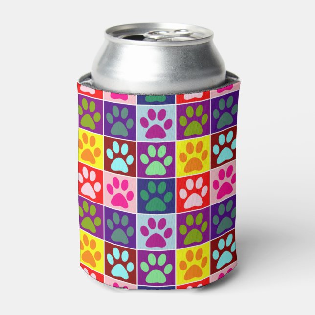 Porta-lata Patas Multicoloridas em Quadrados Multicoloridos (Can Front)