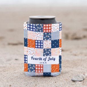Porta-lata Patchwork 4 de julho Red White Can Cooler
