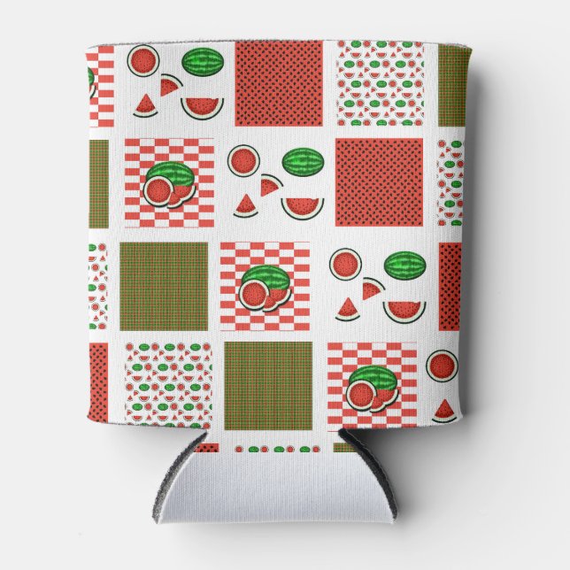 Porta-lata Patchwork de melancia (Frente)