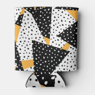 Porta-lata Patchwork de pontos mínimos: preto branco amarelo
