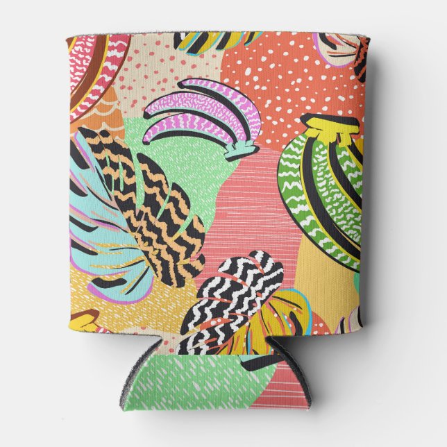 Porta-lata Patchwork de Trabalho de arte Tropical Desenhada à (Frente)