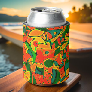 Porta-lata Patchwork do Fragmentário Vermelho abstrato