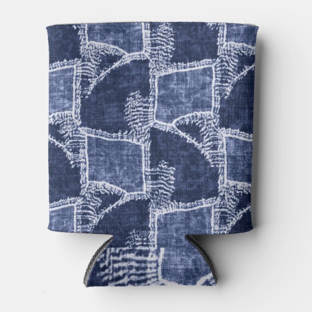 Porta-lata Patchwork do Indigo: Textuturado verificado Elegân (Frente)