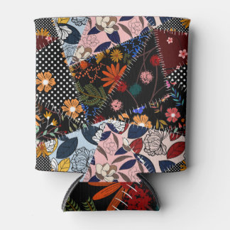 Porta-lata Patchwork Floral: Padrão de Ilustração Elegante