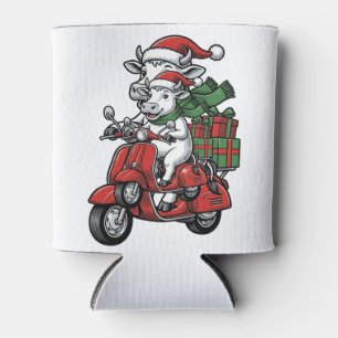 Porta-lata Patinete de Cavalgar Vaca de Natal Engraçado Desig