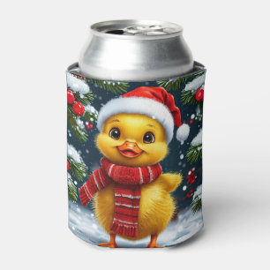 Porta-lata Patinho Amarelo Festivo com Chapéu de Papai Noel
