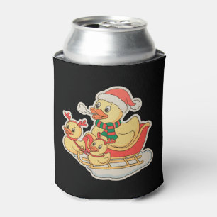 Porta-lata Pato de Borracha Natal Chapéu de Papai Noel Trenó 