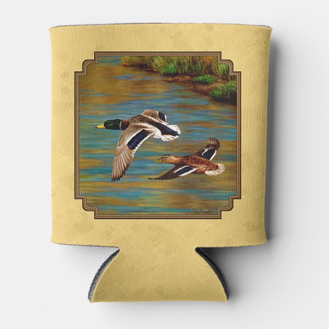 Porta-lata Patos Selvagens Voadores Amarelo (Frente)