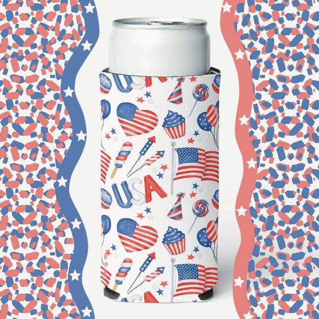 Porta-lata Patriotic Flag Cooler dos EUA (Criador carregado)