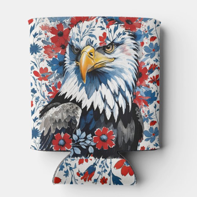 Porta-lata Patriótico Bald Eagle Floral dos EUA (Traseira)