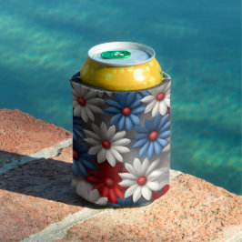 PORTA-LATA PATRIÓTICO VERMELHO BRANCO AZUL AMERICANO DAISIES