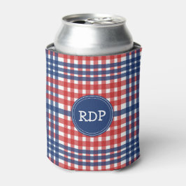 Porta-lata Patriótico Vermelho Branco e Xadrez Azul Personali