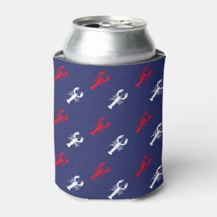 Porta-lata Patrocinado de lagosta azul-marinho vermelho-patri