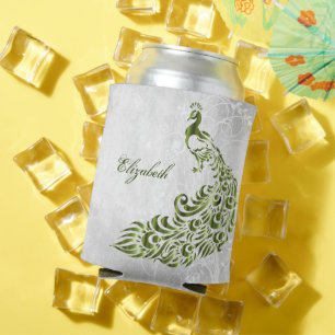 Porta-lata Pavão Verde Personalizado Pode Resfriar