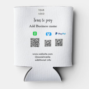 Porta-lata Paypal Cashapp venmo scan para pagar QR adicionar