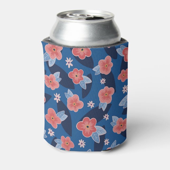 Porta-lata Peach & Blue Floral (Can Back)