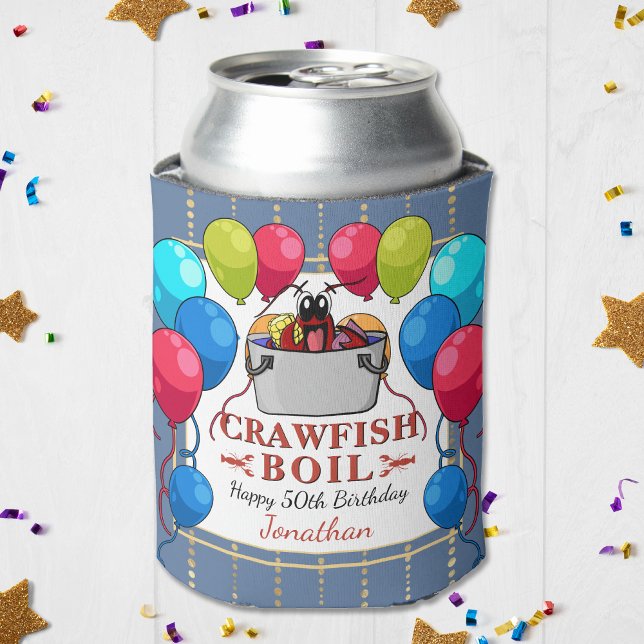 Porta-lata Peixe-Rastreio Festa de Artesanato (Crawfish Boil Birthday Seafood Party Can Cooler! Perfect for a birthday of any age!)