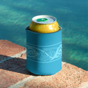 Porta-lata Peixes de Knotwork Celta em Blue Can Cooler