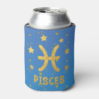 Porta-lata Peixes Zodiac Blue e Dourado Can Cooler