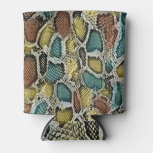 Porta-lata Pele cobra colorida: design sem soldadura.