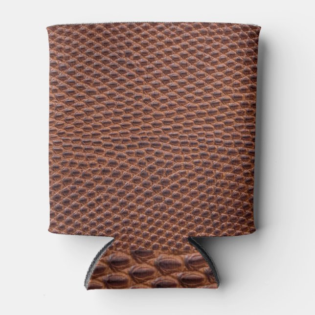 Porta-lata Pele Crocodilo: Textura Castanha De Couro (Frente)