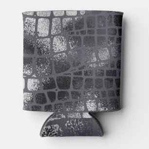 Porta-lata Pele Preta Metálica de Cobra: Textura Elegante